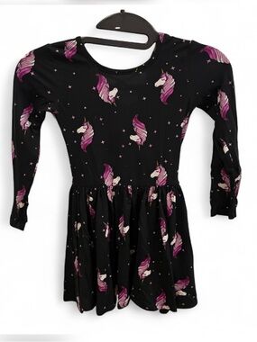 PIXIELANE -  Black Unicorn Print Long Sleeve Top
